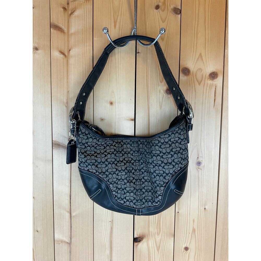Coach Signature Soho Mini Shoulder Bag, Black/Gray - NoH32-6351